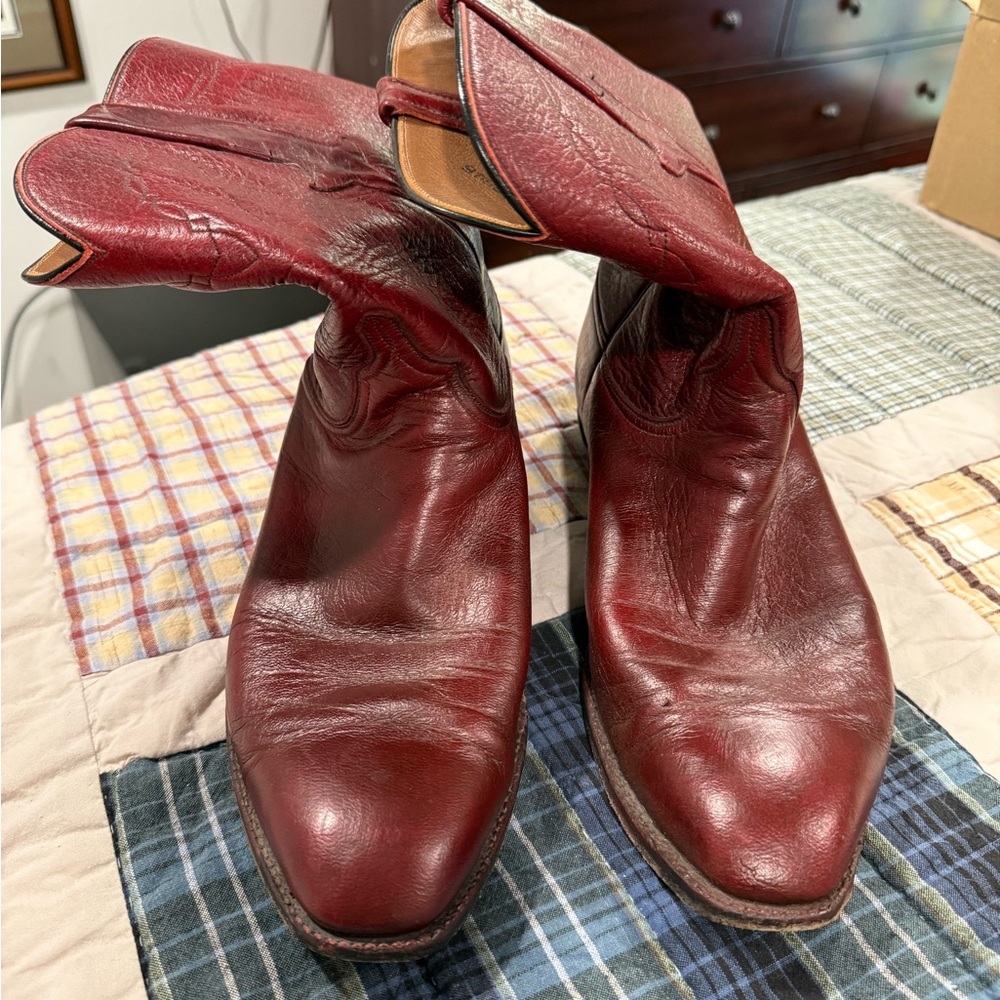 Lucchese Maroon Leather Boots